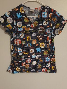 Scrubstar Black Dog Print Scrub Top